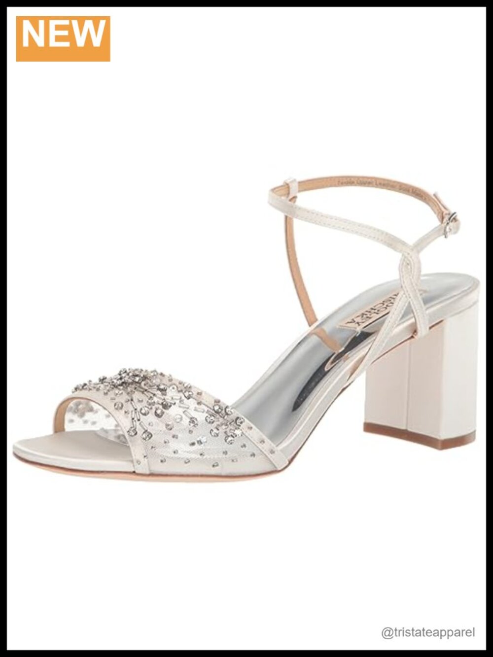 Leather Block Heel Ankle Strap Sandal - Formal Evening Wedding